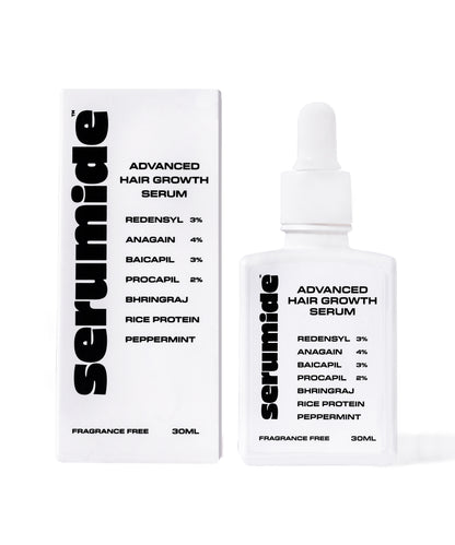 Serumide Advanced Hair Growth Serum | 3% Redensyl, 4% Anagain, 3% Baicapil, 2% Procapil, Bhringraj, Rice Protein, Peppermint | Stimulates Hair Growth & Reduces  Hair Fall | 30 ml