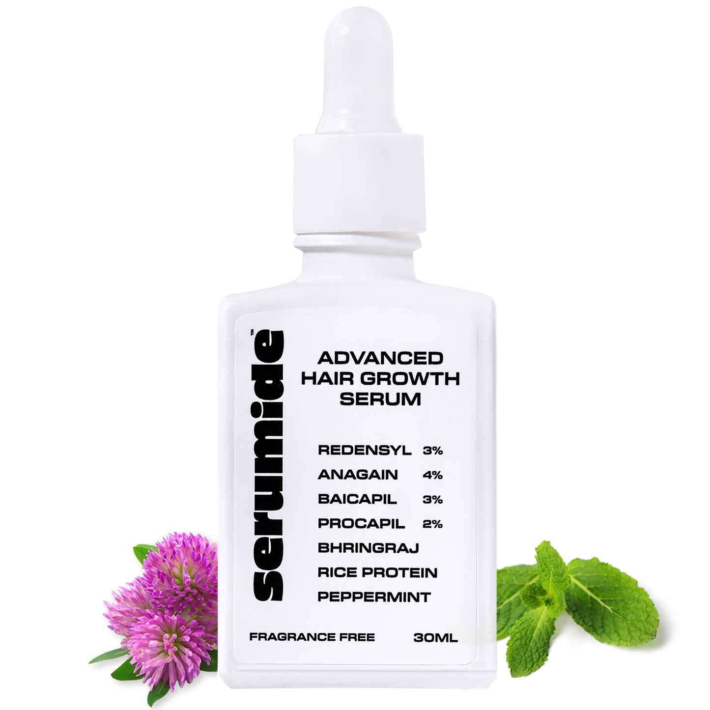 Serumide Advanced Hair Growth Serum | 3% Redensyl, 4% Anagain, 3% Baicapil, 2% Procapil, Bhringraj, Rice Protein, Peppermint | Stimulates Hair Growth & Reduces  Hair Fall | 30 ml