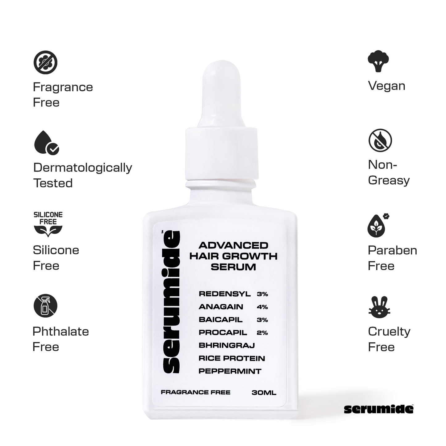 Vegan, cruelty-free, and dermatologically tested hair growth serum
