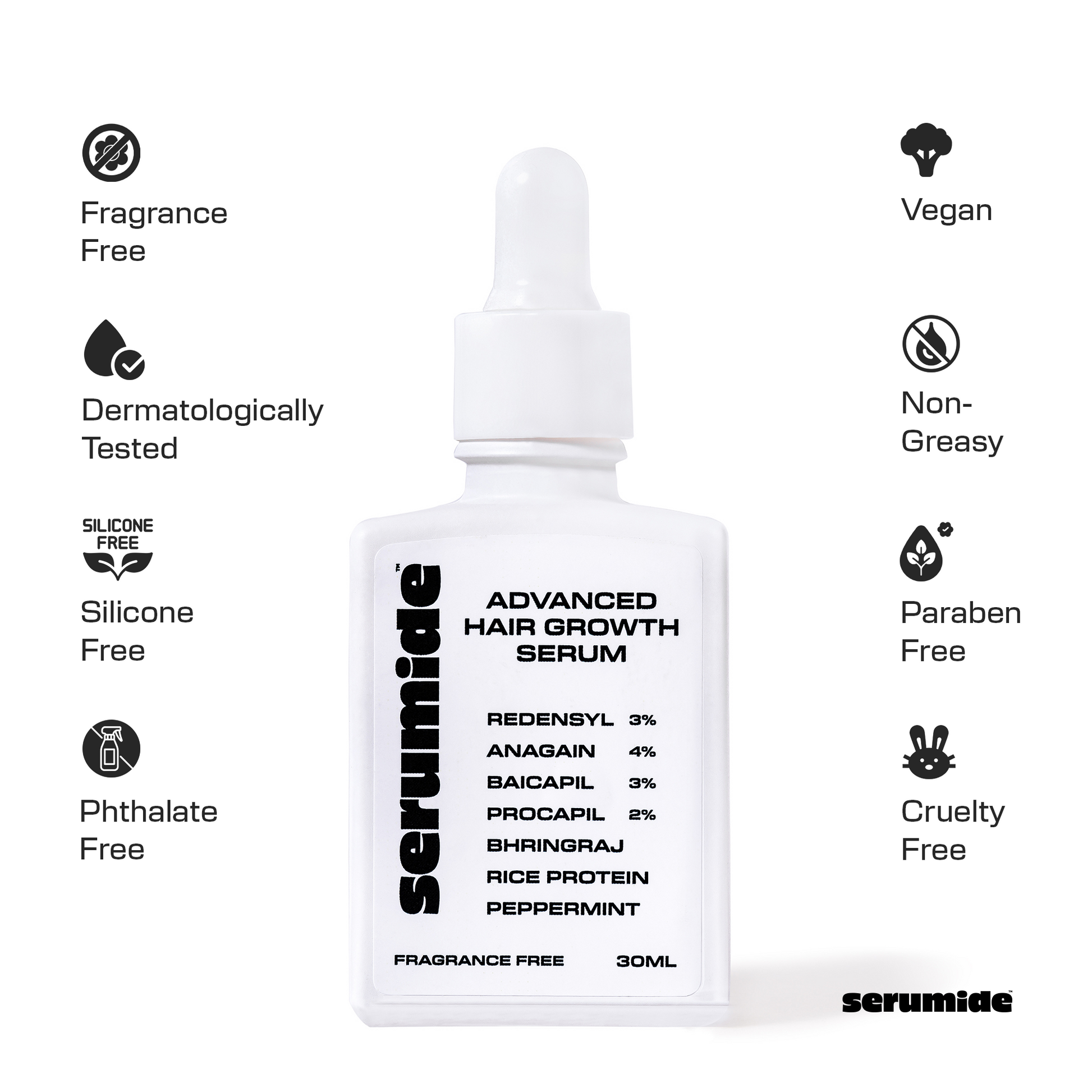 Vegan, cruelty-free, and dermatologically tested hair growth serum